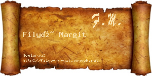 Filyó Margit névjegykártya
